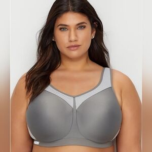 Glamorise High Impact Underwire Sports Bra Gray Sz 42F WL410
